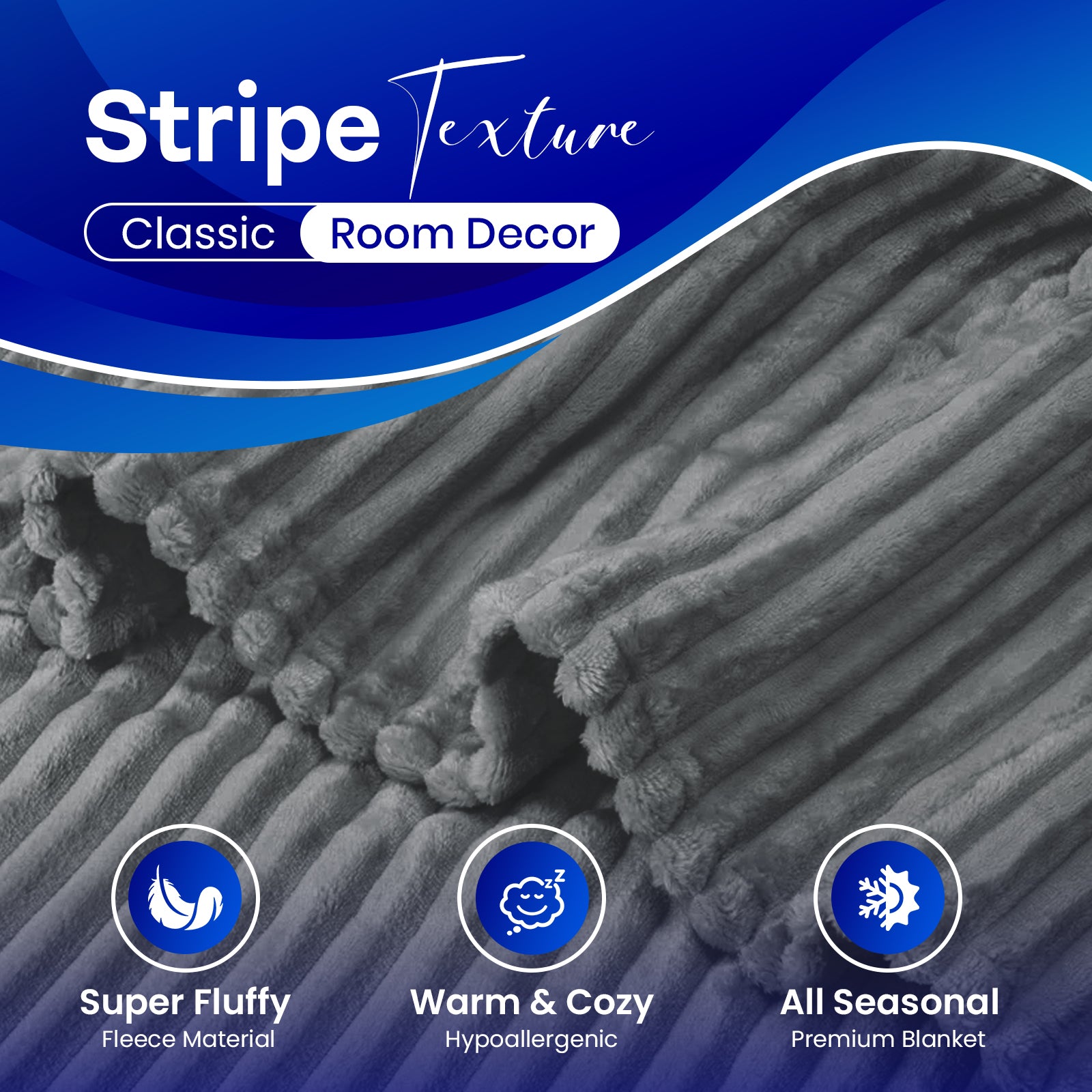 Stripe Ultra Soft Flannel Blanket | Lightweight & Warm Polyester Throw Sunshine Comforts