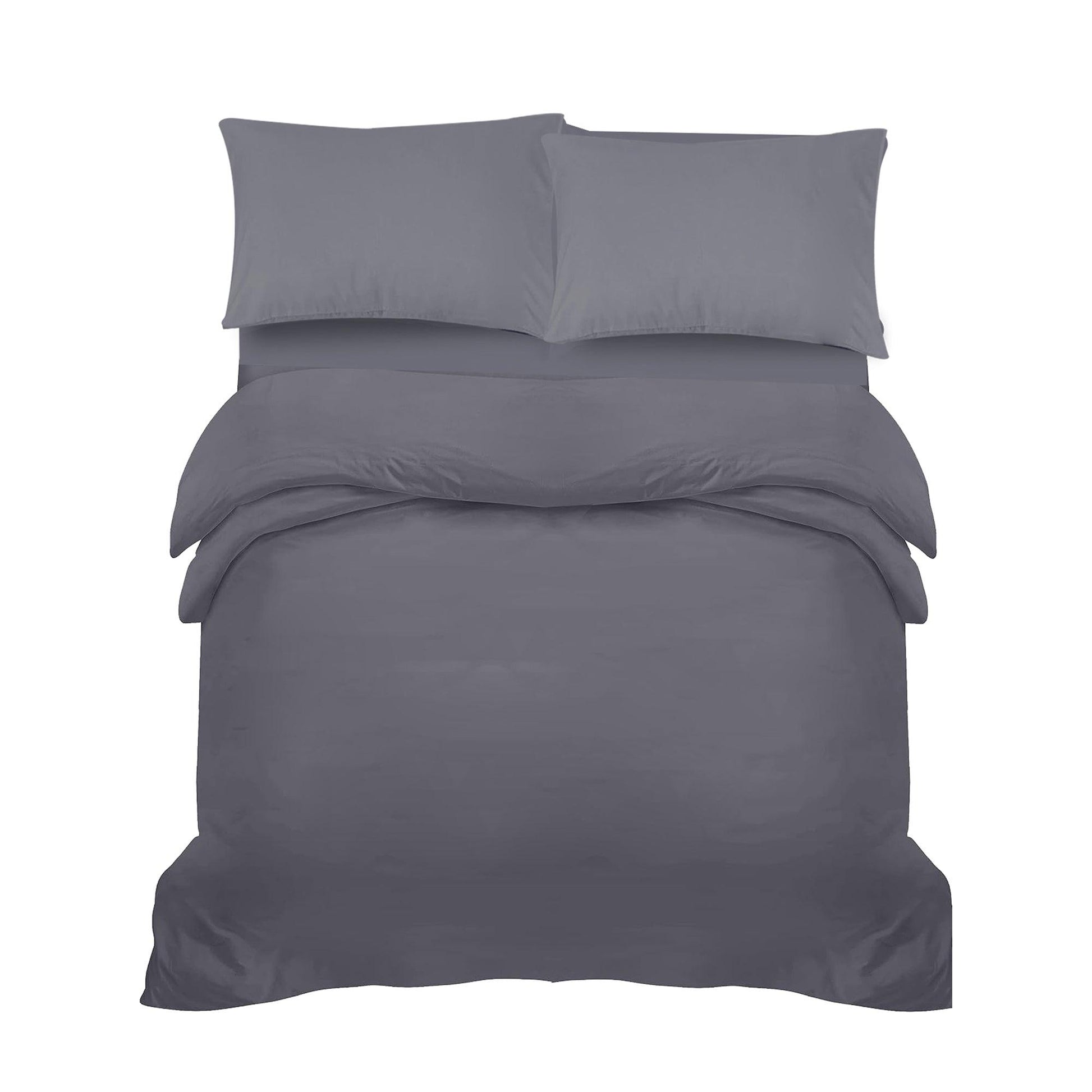 Duvet Cover | Plain Grey Bedding Set with Pillow Cases - Sunshine Comforts